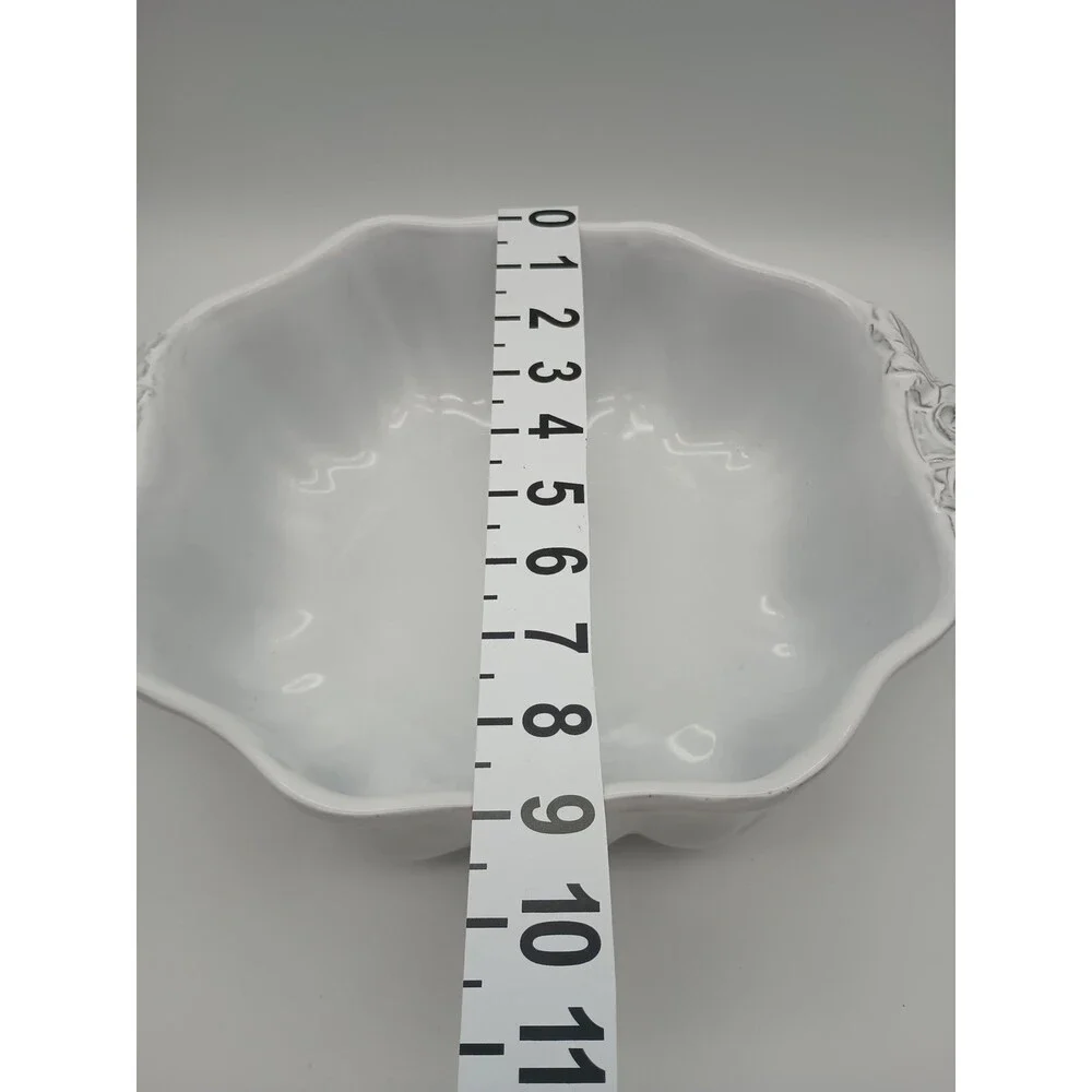 Sur La Table Bowl Embossed Pumpkin White Double Handled Serving 9